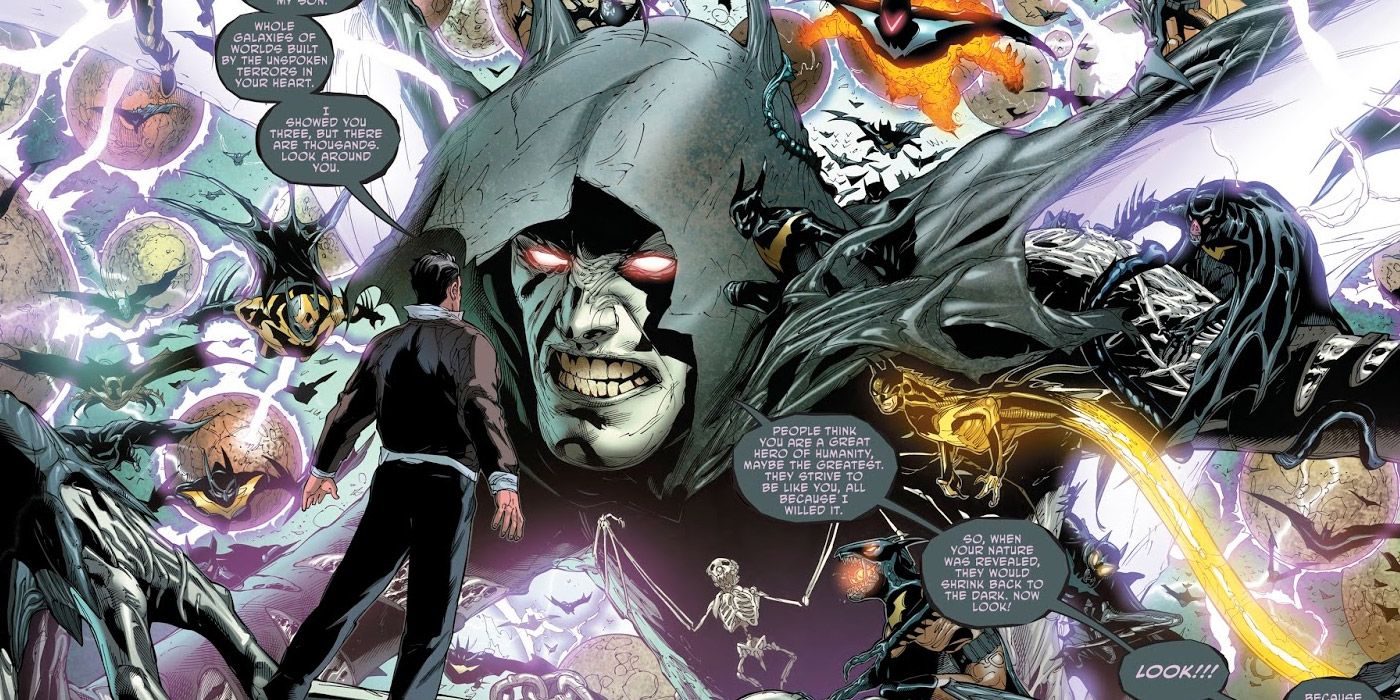 Barbatos the Bat God confronts Bruce Wayne in the Batman comics