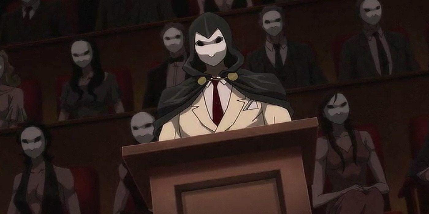 The Court of Owls in session in an animated Batman film