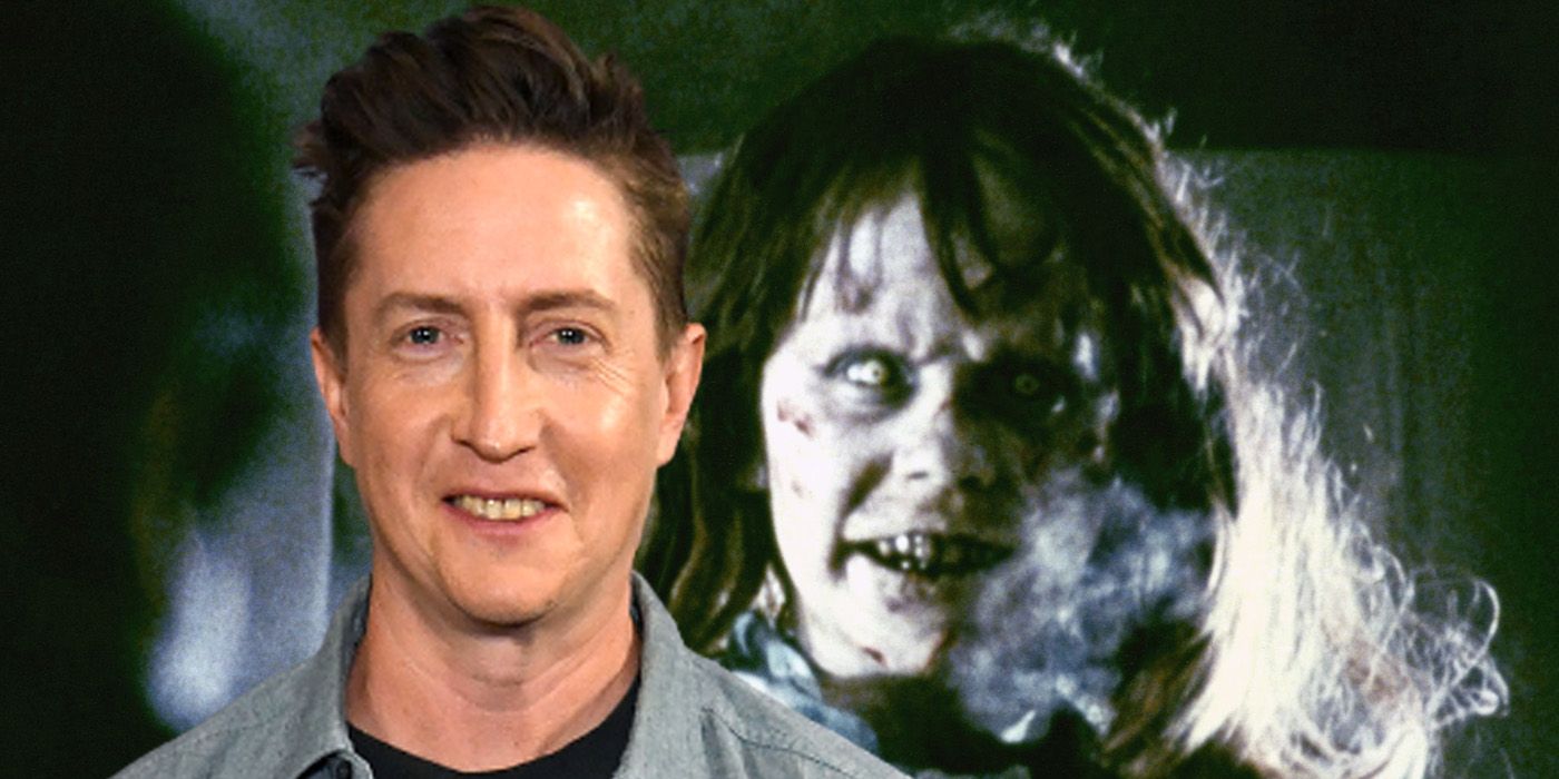 Split image of David Gordon Green and MacNeill posessed in The Exorcist