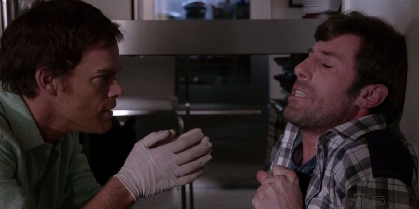 Dexter assaults Louis in his lab
