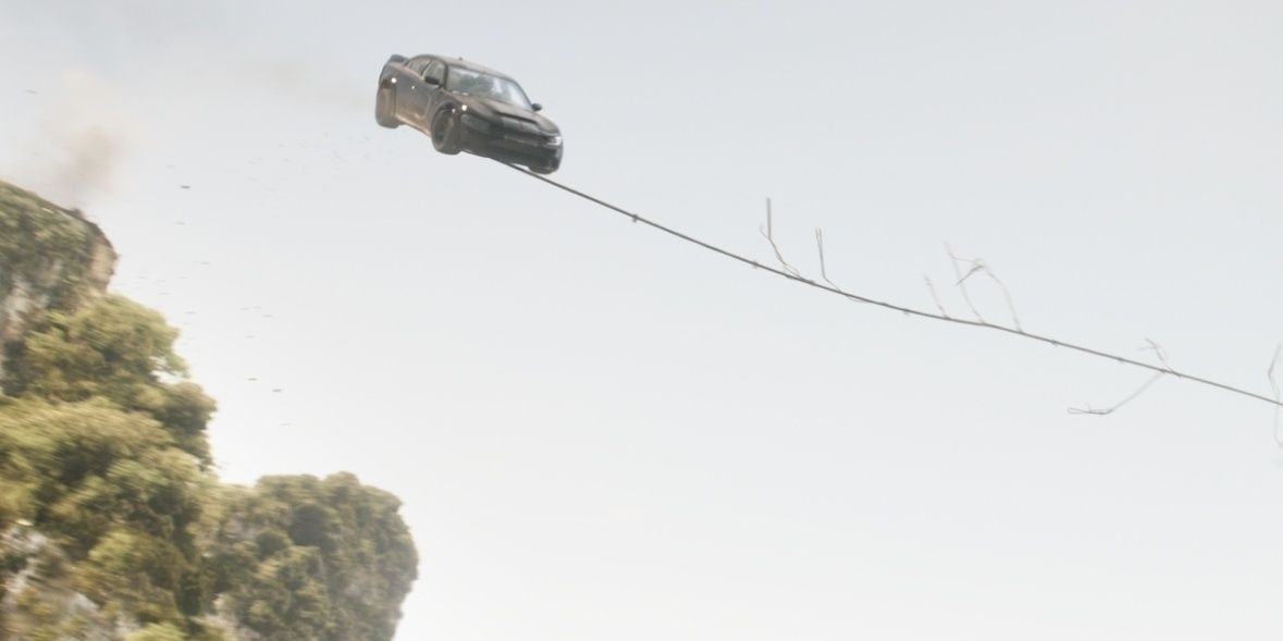 Dom's car is thrown over a ravine in Fast 9