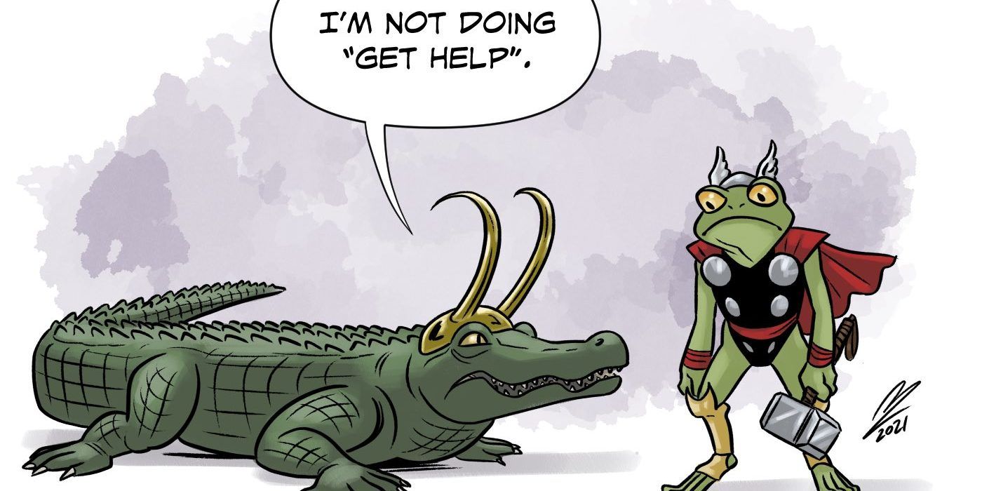 Ragnarok’s Get Help Scene Reimagined With Alligator Loki &amp; Frog Thor