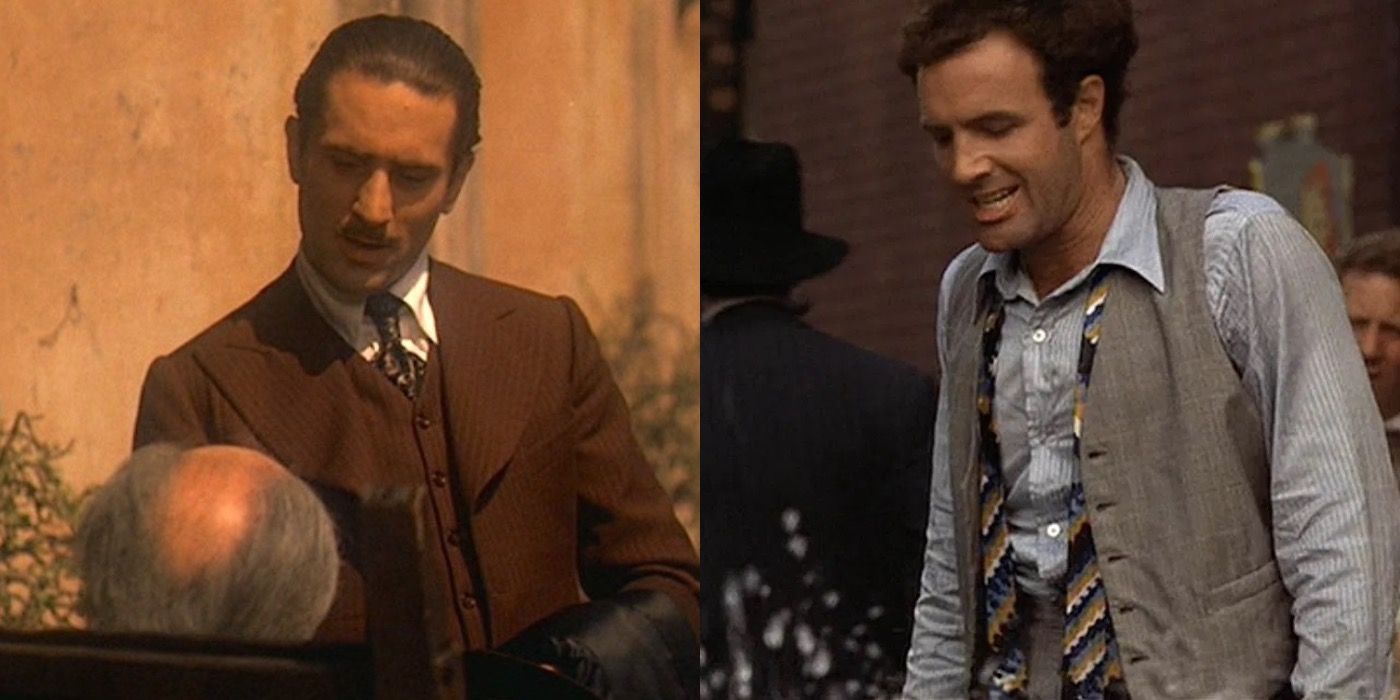 Split image of Vito in The Godfather Part II and Sonny in The Godfather