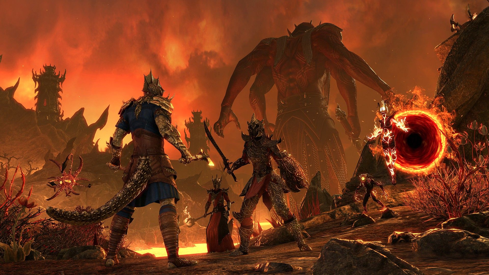 Players fight through an Oblivion Portal in Elder Scrolls Online: Blackwood