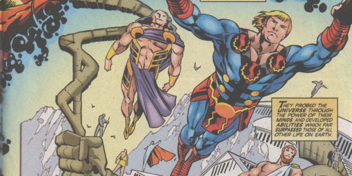 Ikaris flies through the air in Marvel Comics.