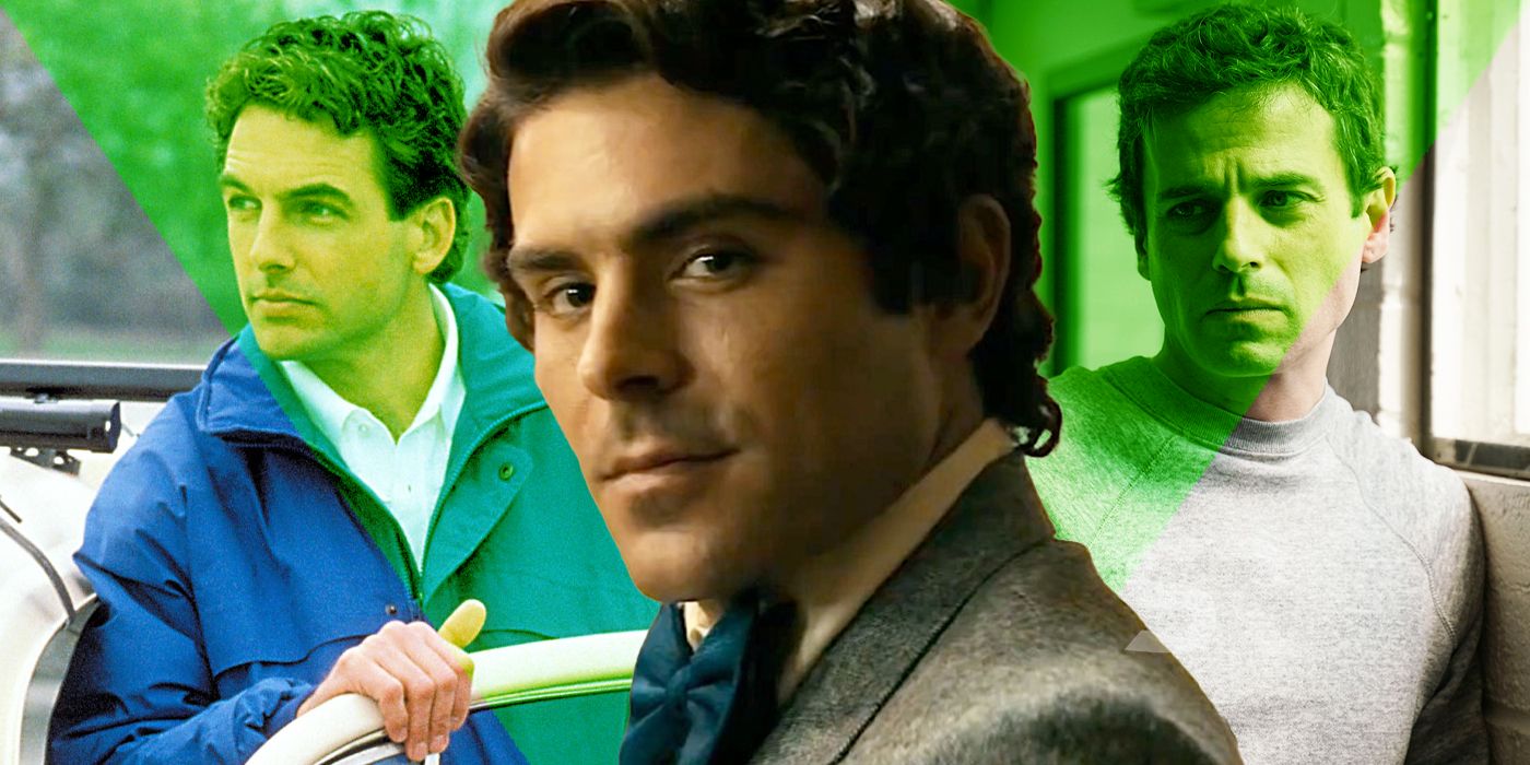 A blended image features multiple actors who have played Ted Bundy