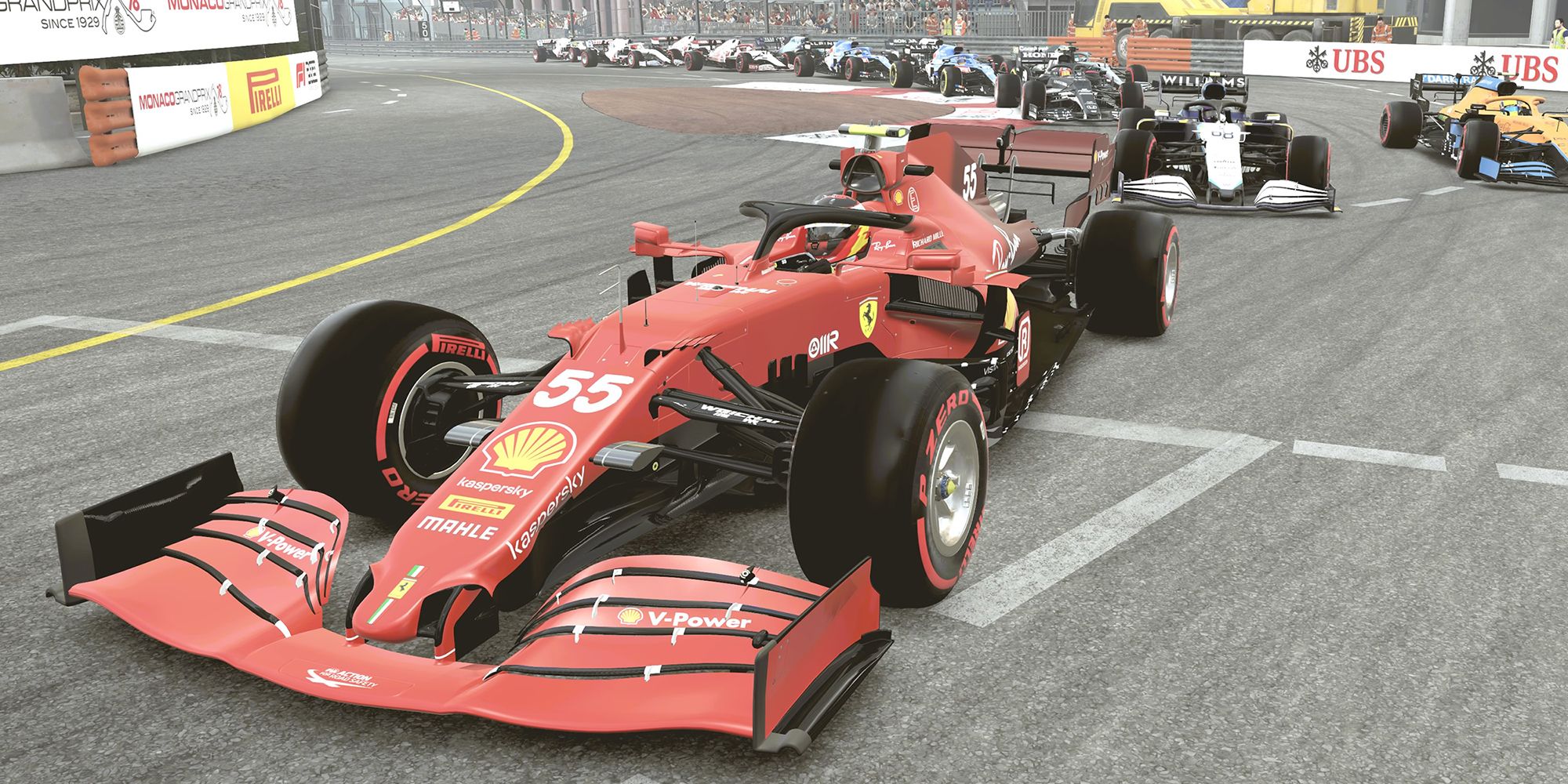 F1 2021 Ferrari at the Monaco circuit
