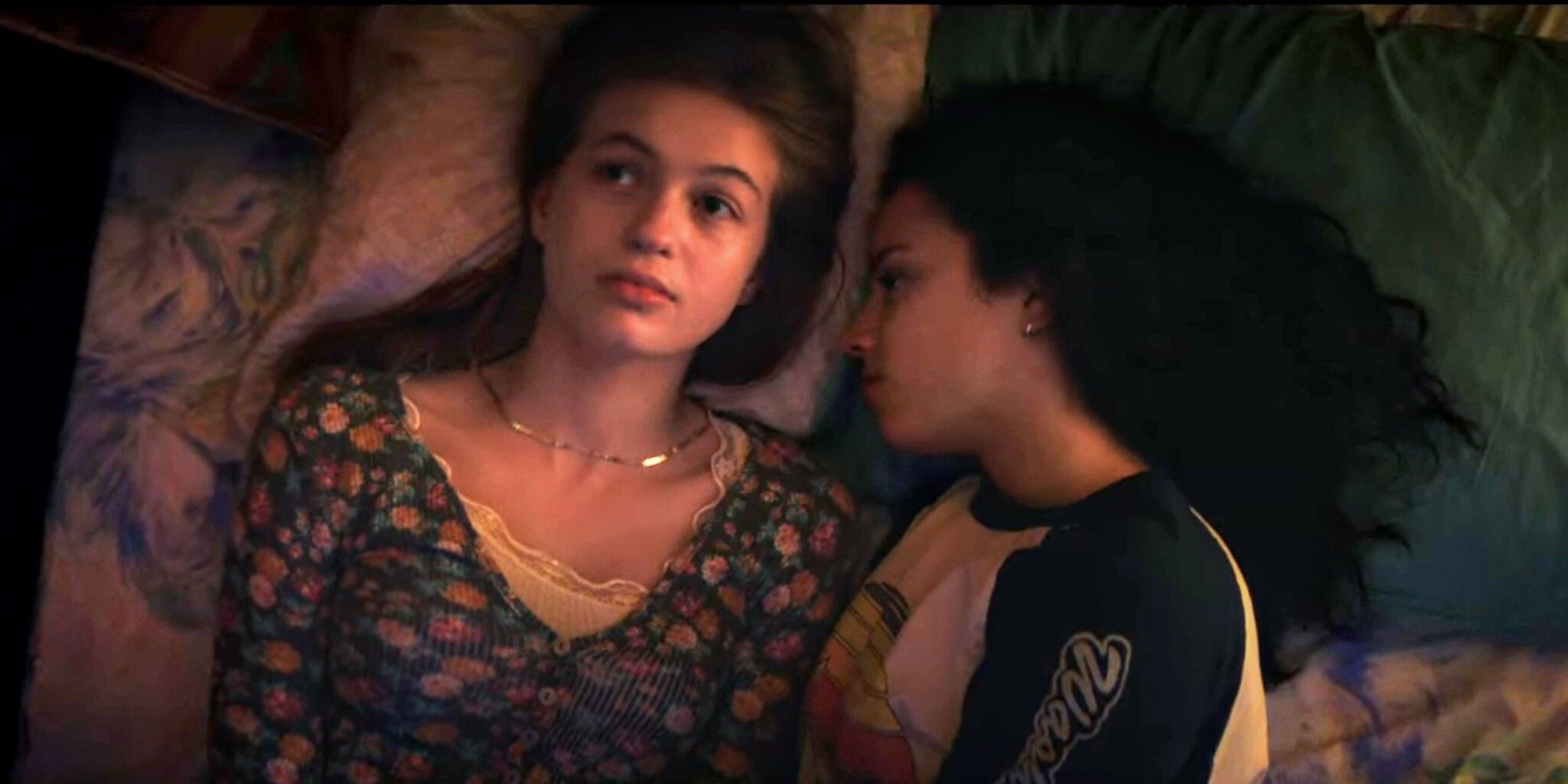 Sam and Deena lying in bed together in Fear Street.