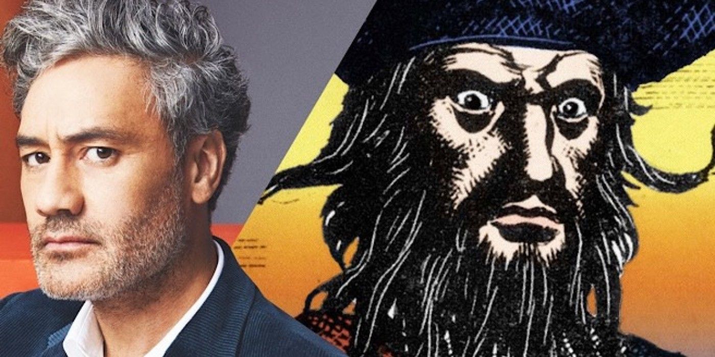 Split image of Taika Waititi and a picture of Blackbeard
