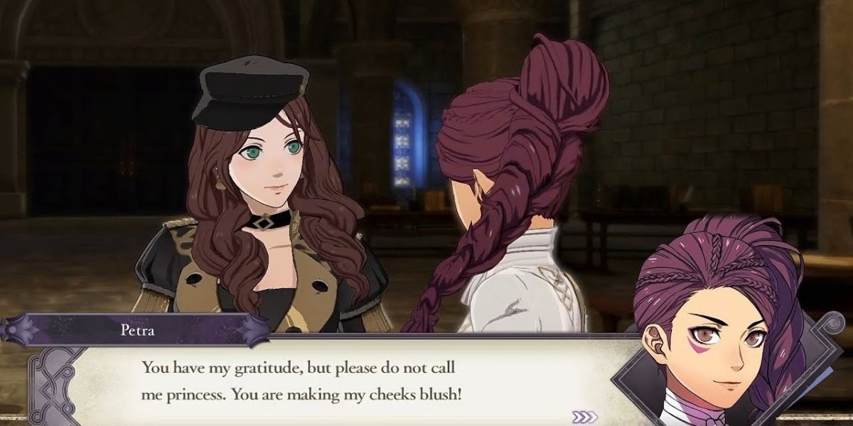 Petra talking to Dorothea in Fire Emblem: Three Houses