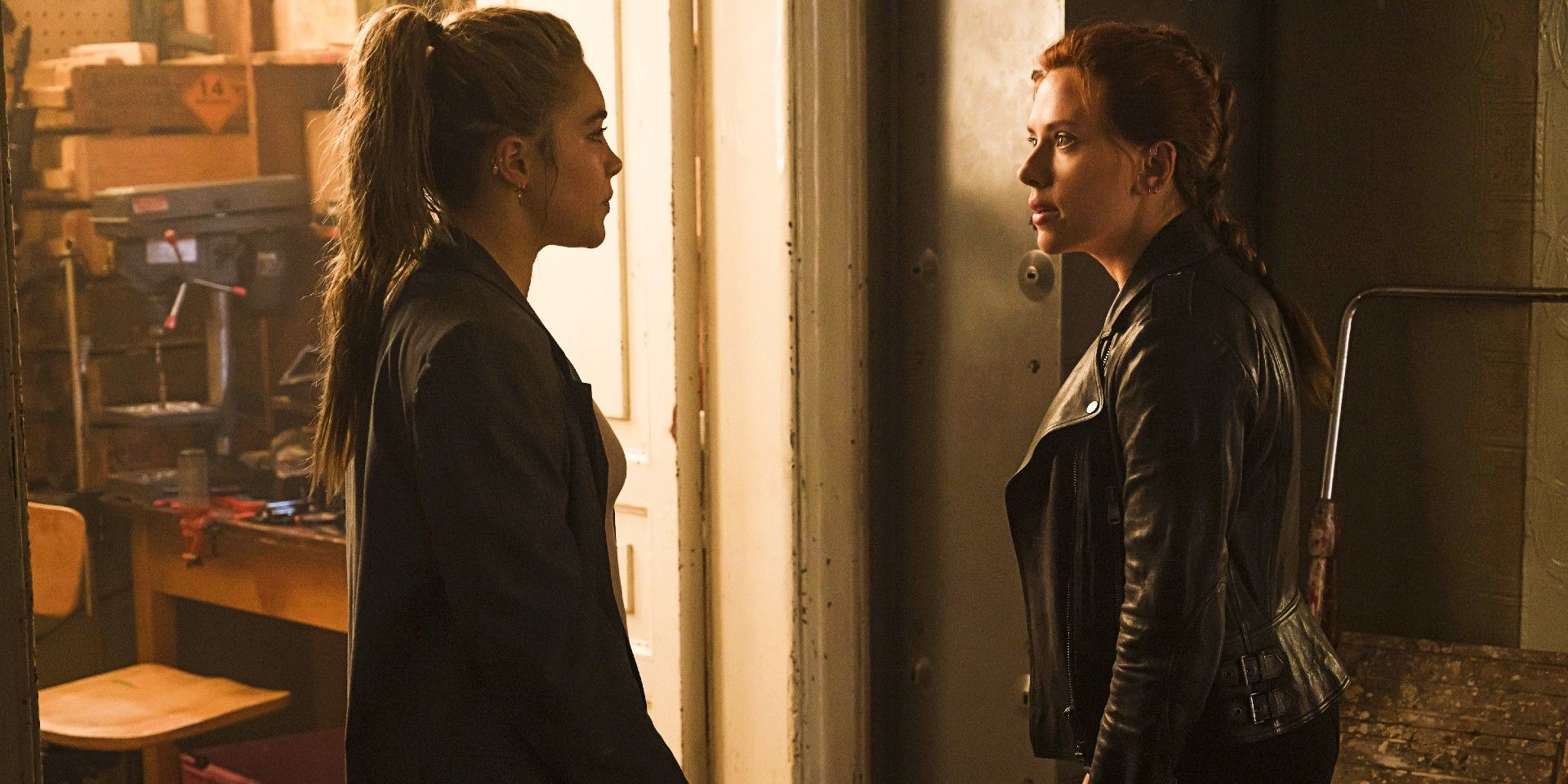 Yelena and Natasha arguing in a safehouse in Black Widow