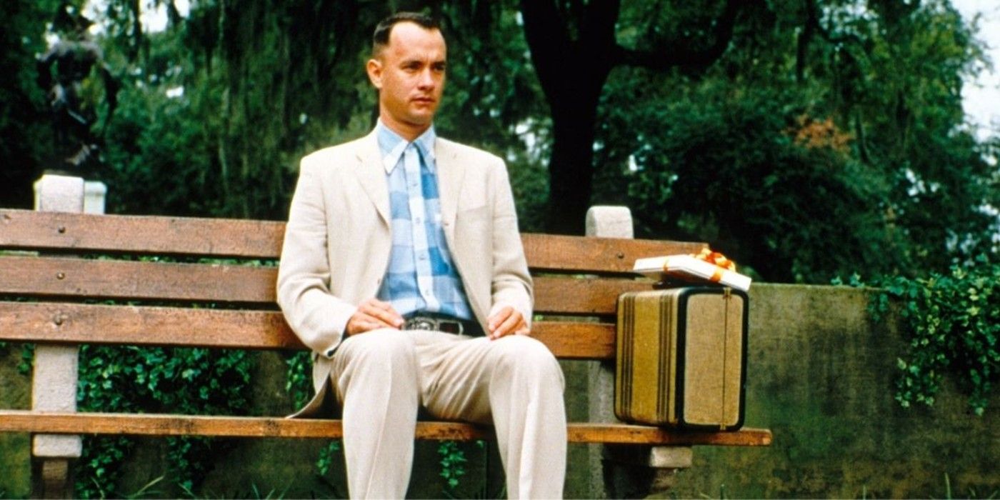 Forrest Gump sitting on a bench in Forrest Gump