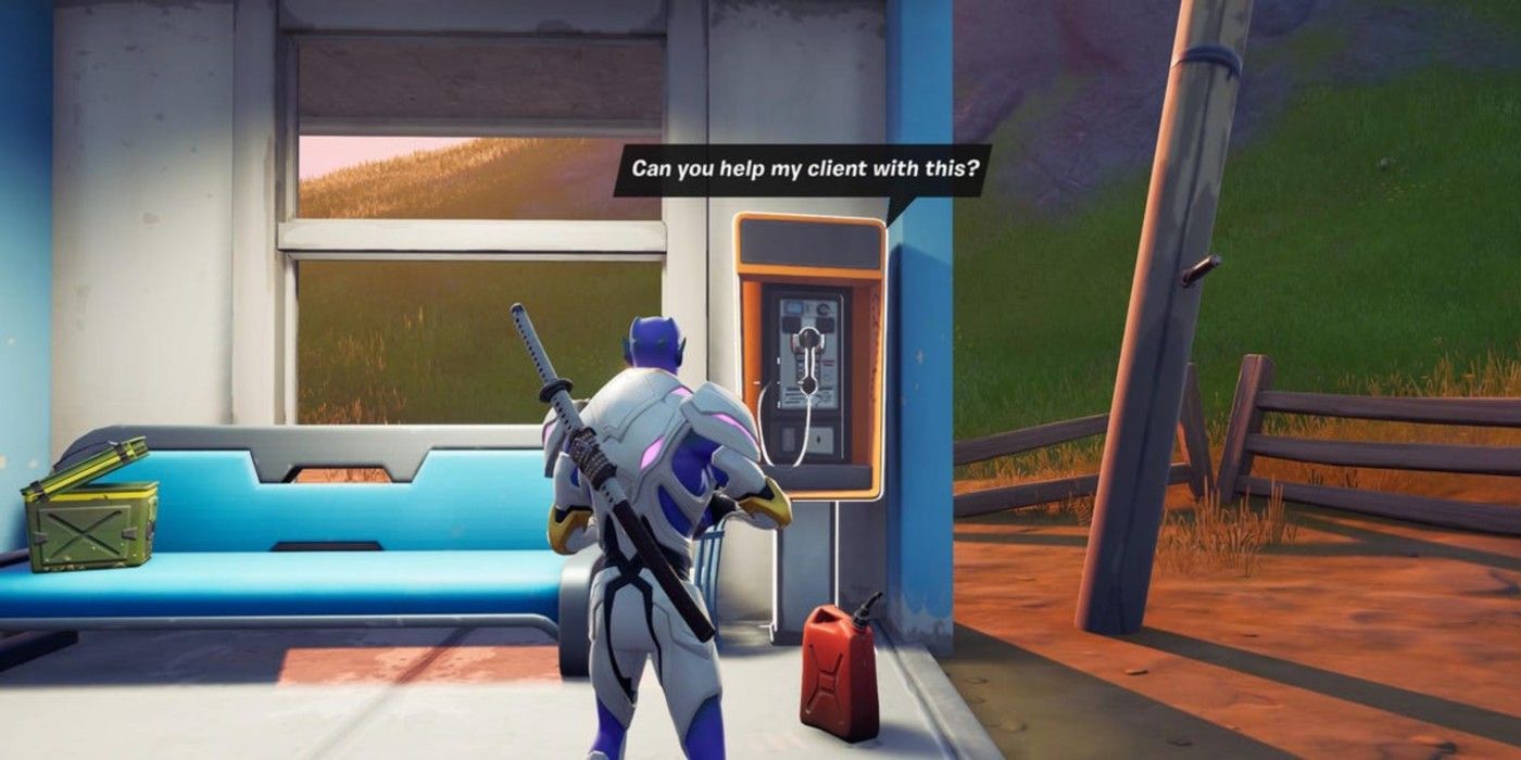 A player gets a message from Dr. Slone on a Payphone in Fortnite Season 7