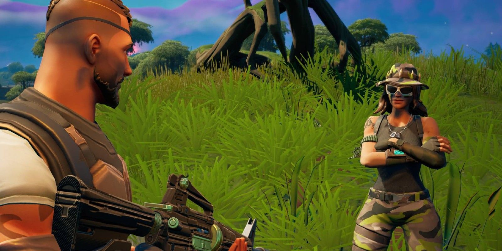 A player converses with Swamp Stalker in Fortnite