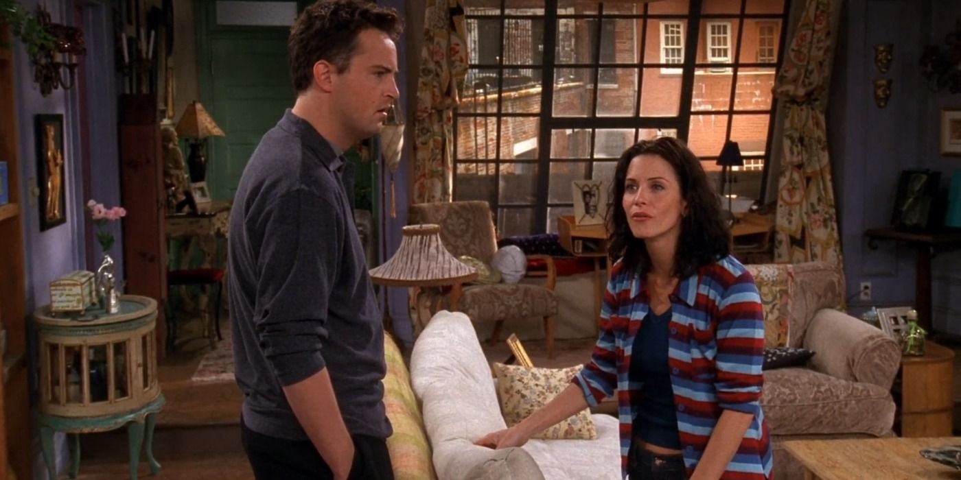 Monica is astonished at Chandler's behavior in Friends