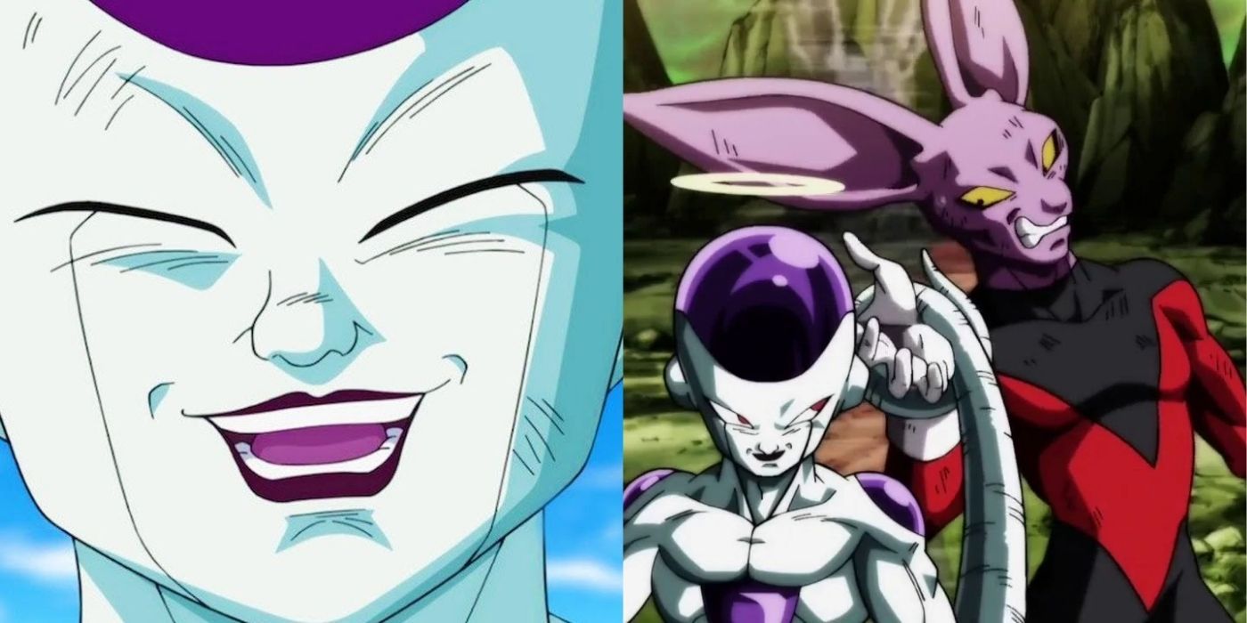 Frieza smiling and fighting Dyspo