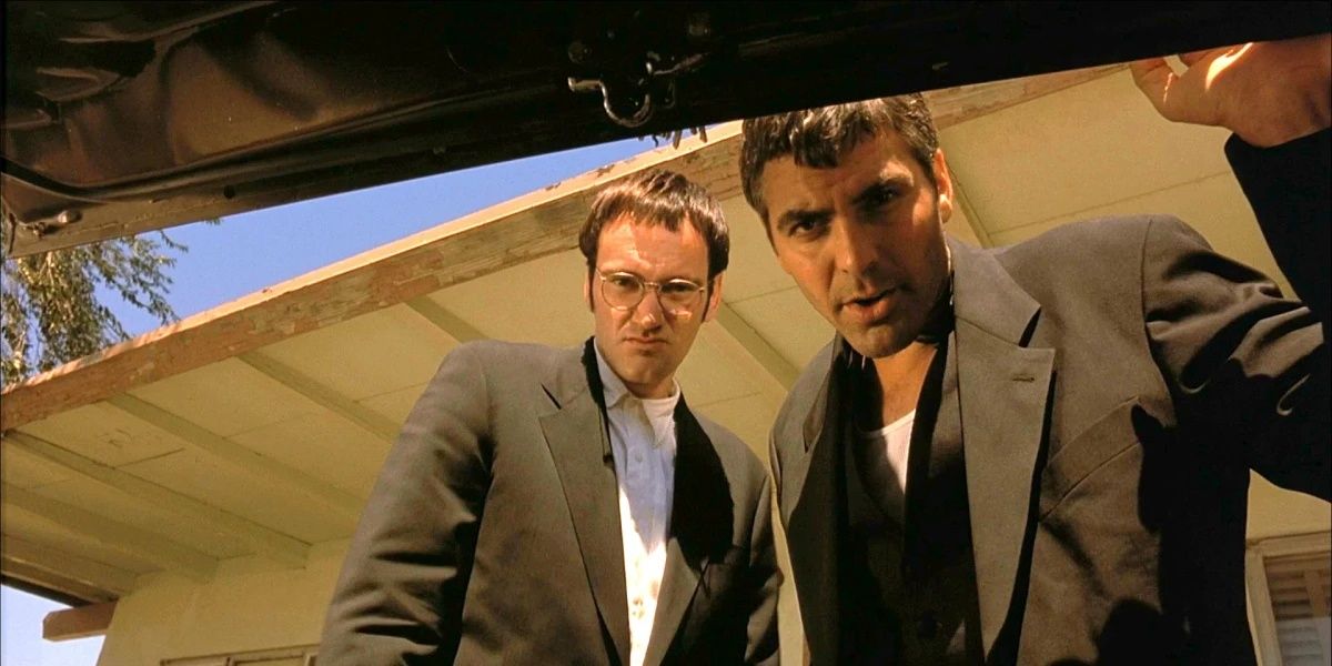 George Clooney and Quentin Tarantino in a trunk shot in From Dusk Till Dawn.