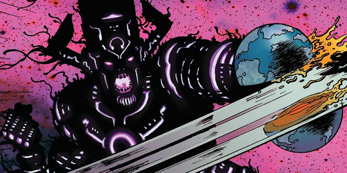 Galactus wielding All Black, the Necrosword in Marvel Comics.