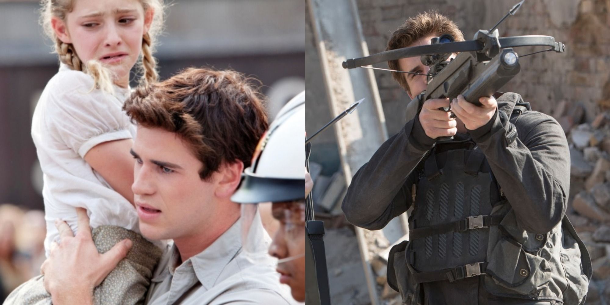 Split image of Gale carrying Prime and shooting a crossbow