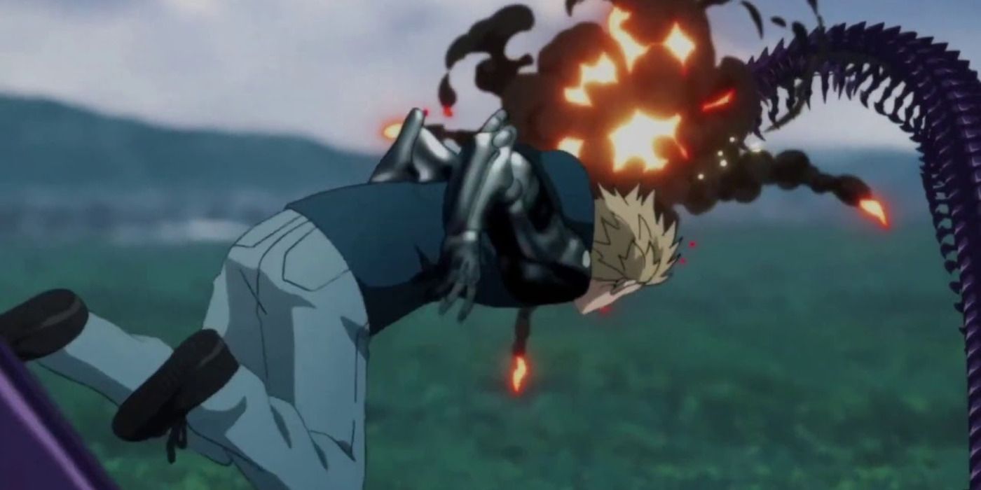 Genos fights the Elder Centipede in One Punch Man Season 2