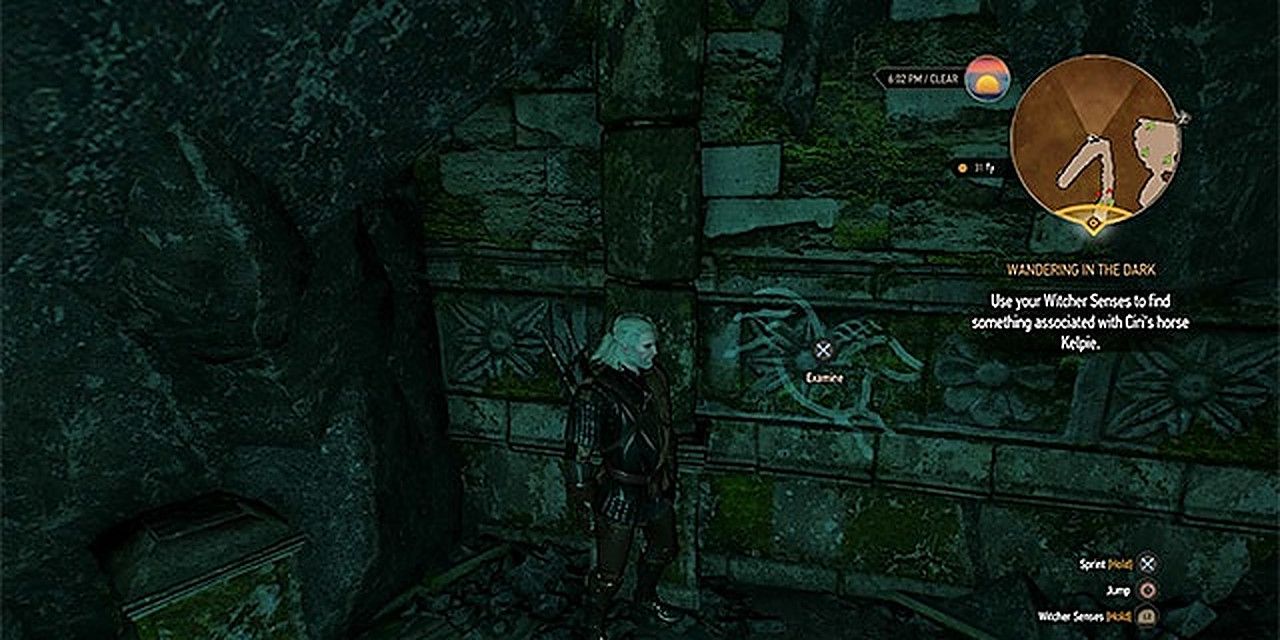 Geralt explores the elven ruins in the Witcher 3