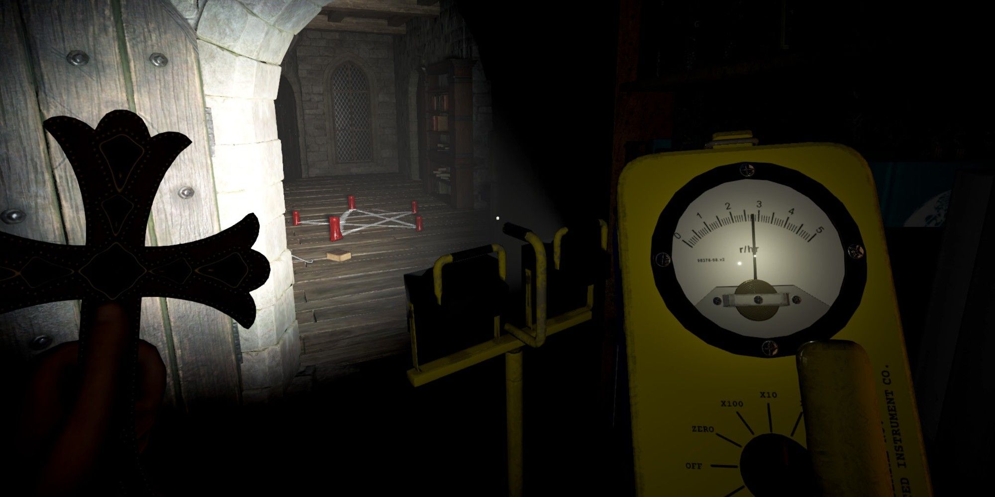 A paranormal investigator uses the Occult Sniffer to identify a cursed object.