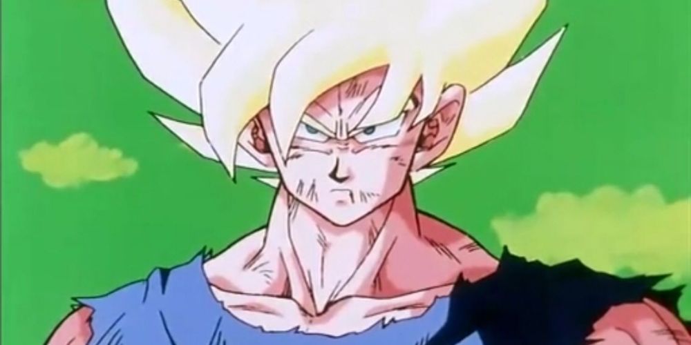 Goku going Super Sayan for the first time in Dragon Ball.