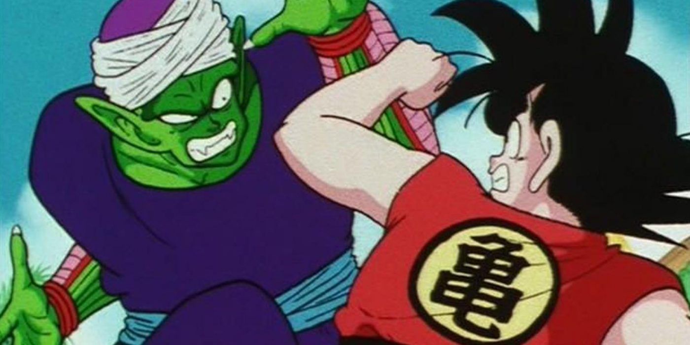 Goku fighting Piccolo Jr in Dragon Ball.