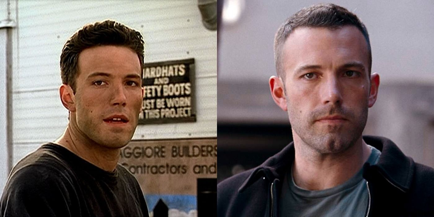 Split image Ben Affleck as Chuckie Good Will Hunting and Doug in The Town