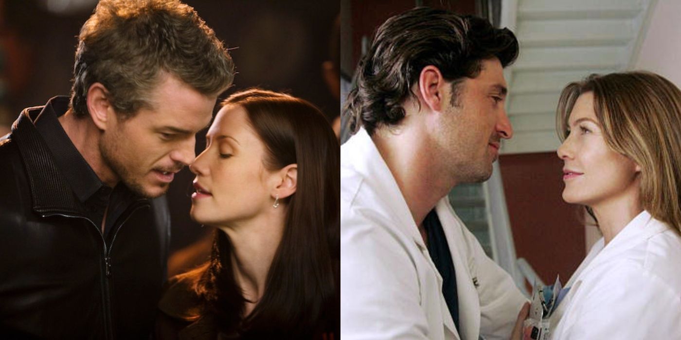 Mark and Lexie kissing and Derek and Meredith at work in Grey&rsquo;s Anatomy