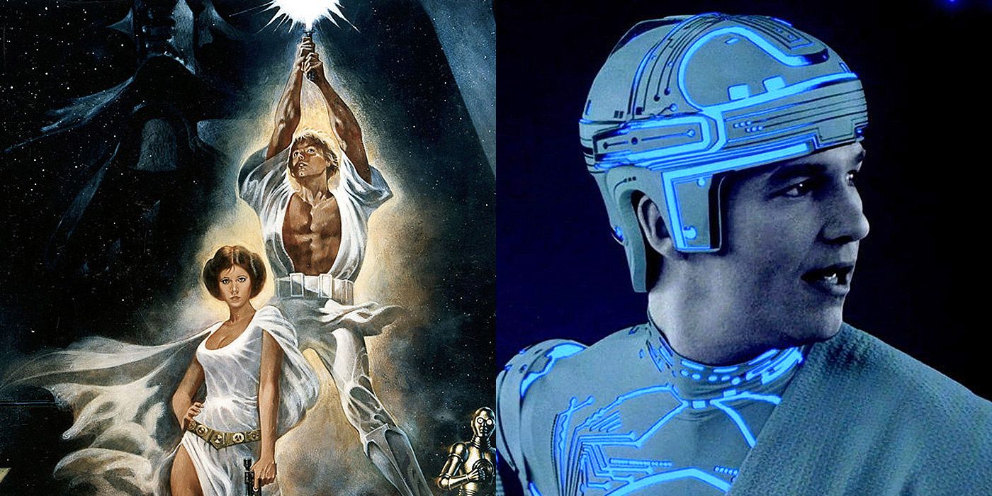 Split image of Star Wars and TRON