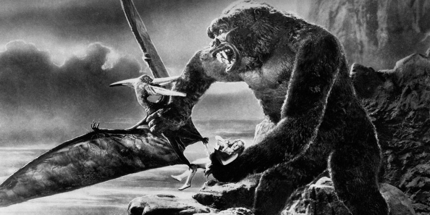 Kong fights a gigantic Pterodactyl in the original King Kong