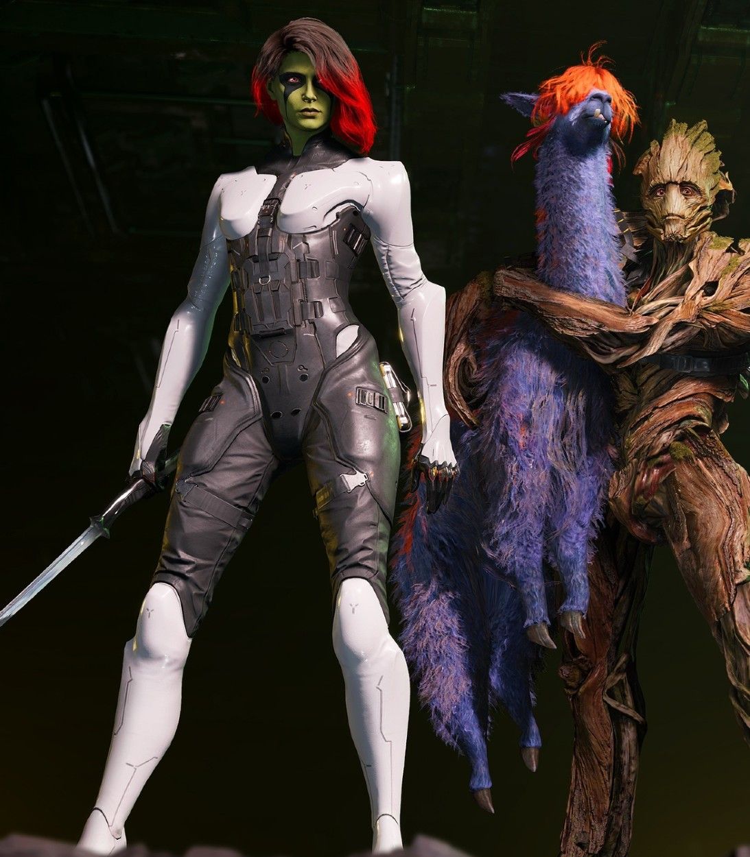 Guardians of the Galaxy game Gamora and Groot vertical