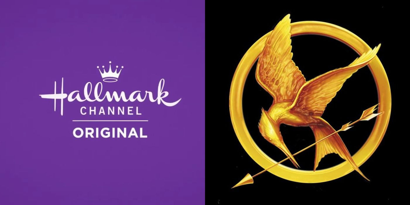 The Hallmark channel logo and the Hunger Games logo
