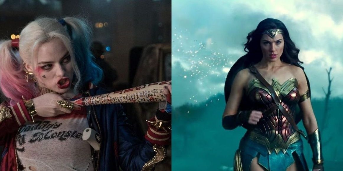 Split image: Harley Quinn/ Wonder Woman
