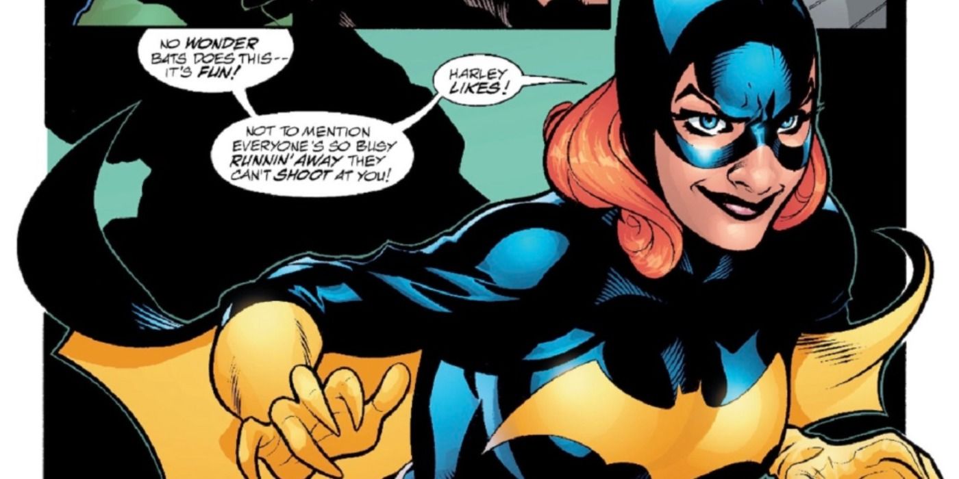 Harley Quinn posing as Batgirl in DC Comics