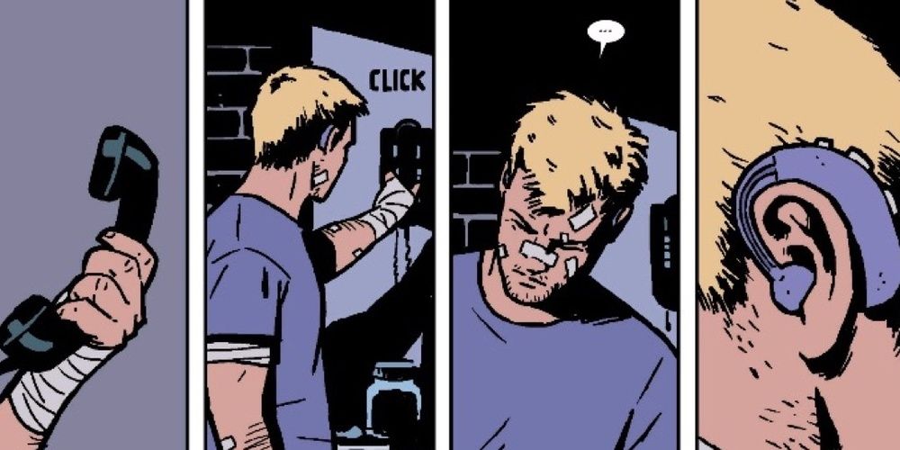 Hawkeye hearing aid in Marvel Comics