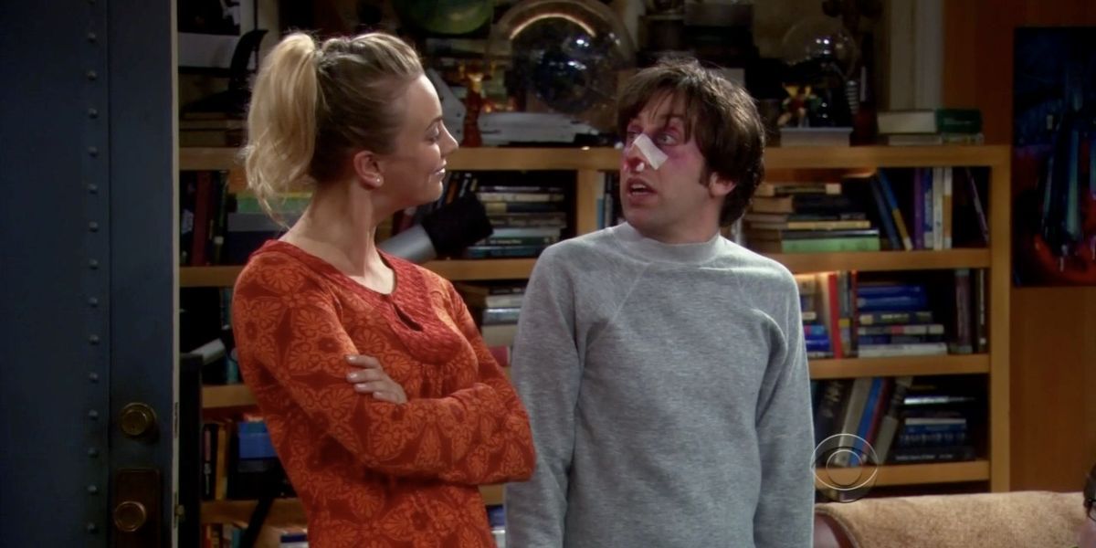 Penny standing with Howard after she punched him in TBBT
