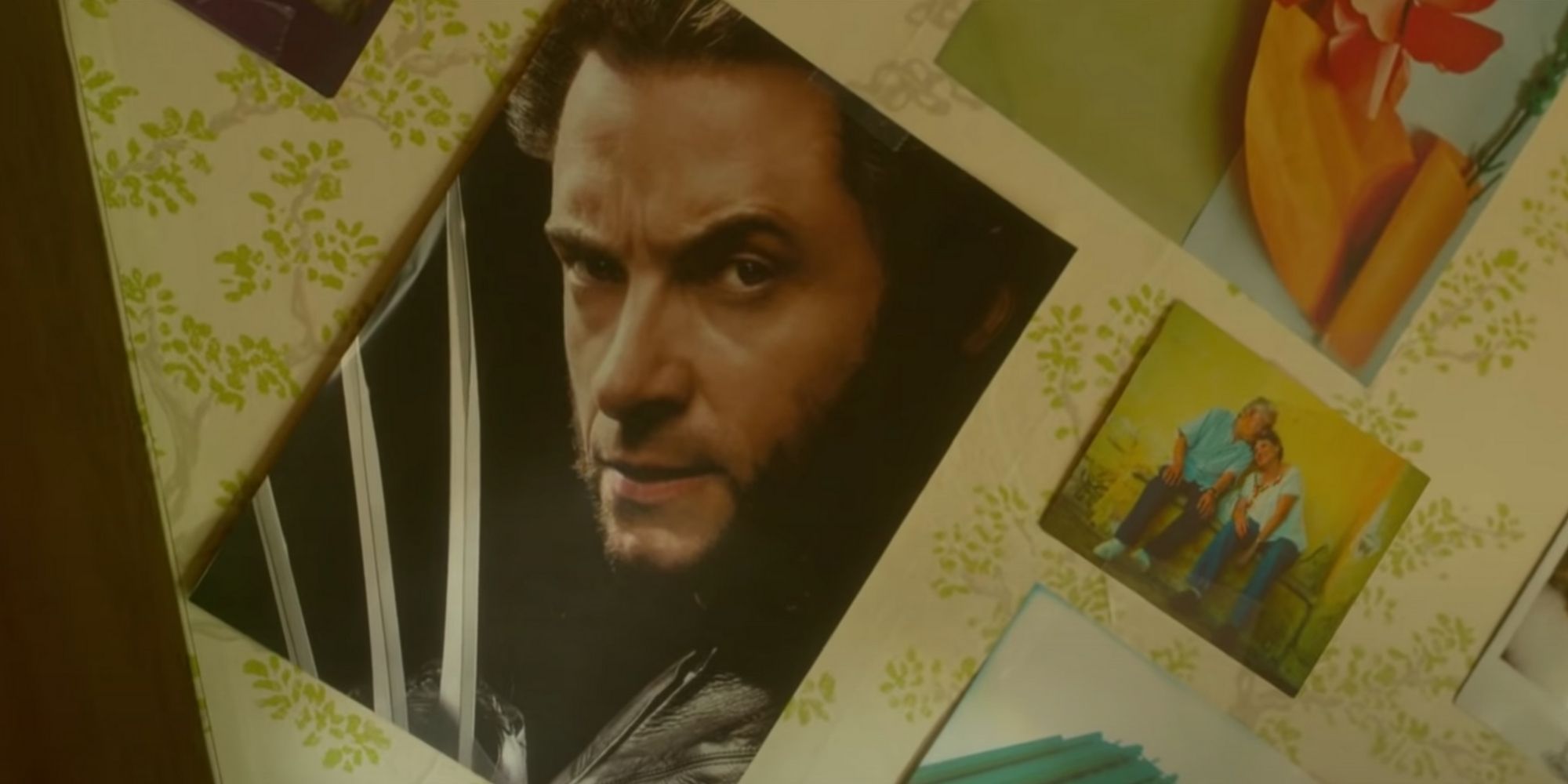 Hugh Jackman on a poster in Me and Earl and the Dying Girl