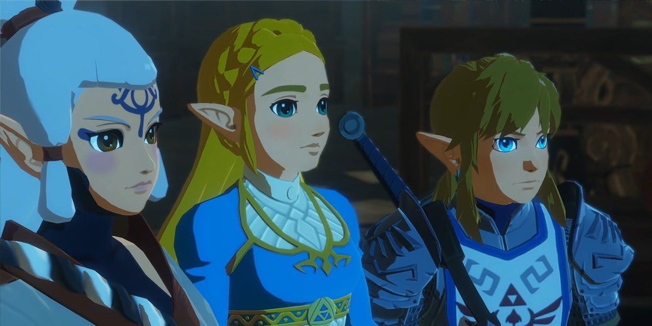Impa, Zelda, and Link standing together in Age Of Calamity