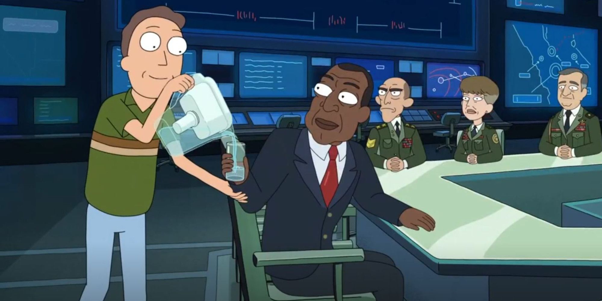 Jerry as the Presidents Waterboy in Rick and Morty