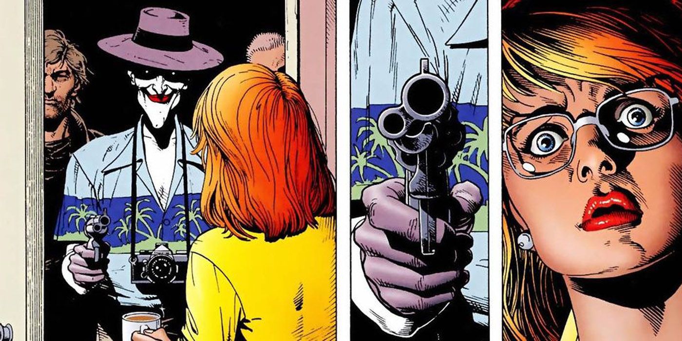 Joker shoots Barbara in Killing Joke.