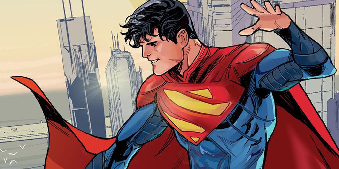 Jon Kent flying as Superman.