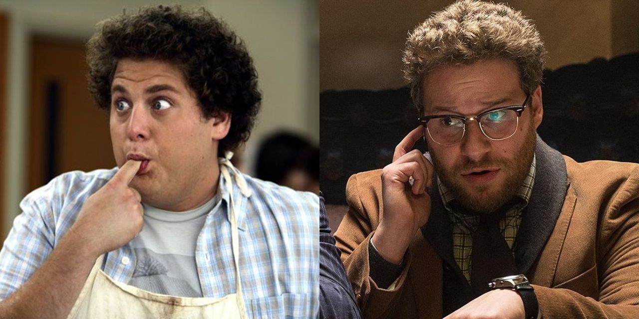 Jonah Hill in Superbad and Seth Rogen in The Interview