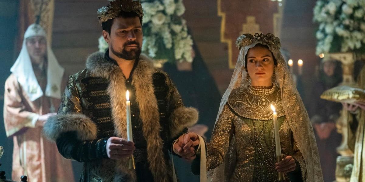 Katya and Prince Oleg's wedding ceremony in Season 6 of Vikings