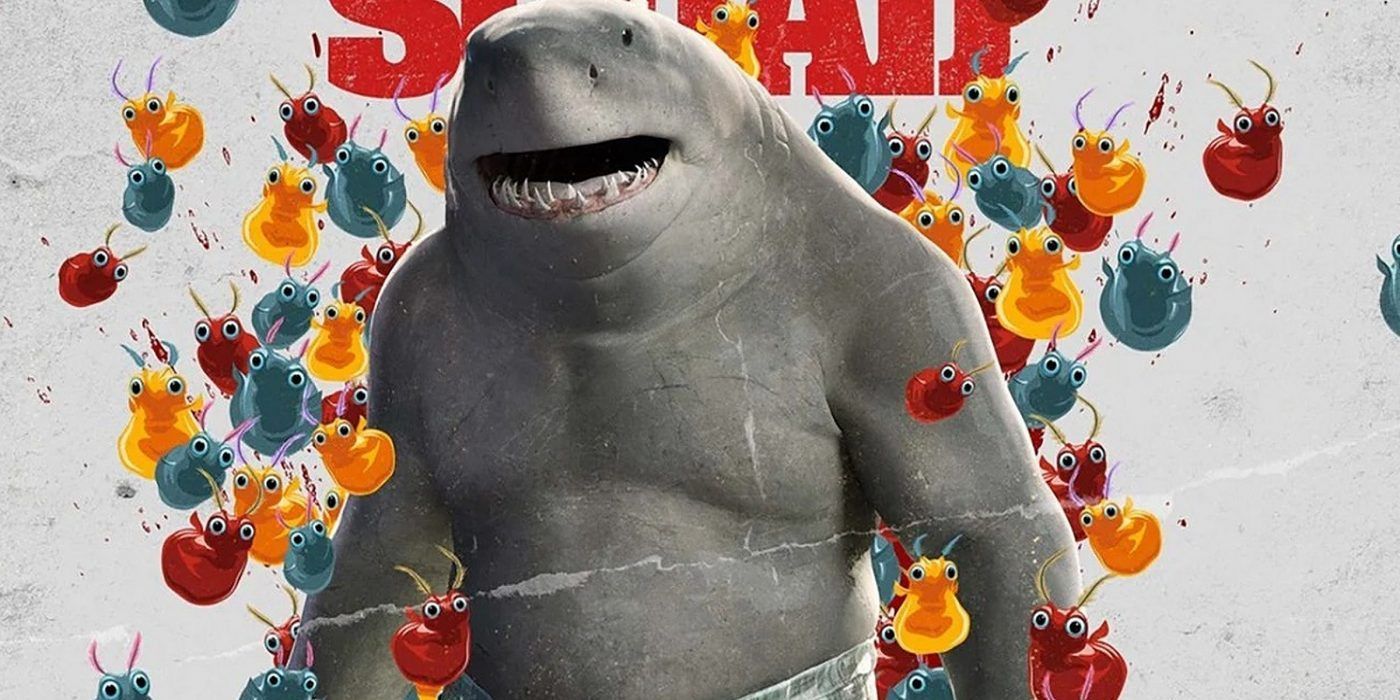 Promotional poster for The Suicide Squad featuring King Shark