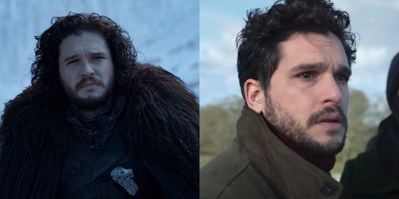 Split image of Kit Harrington as Jon Snow Game of Thrones and Dane Whitman in Eternals
