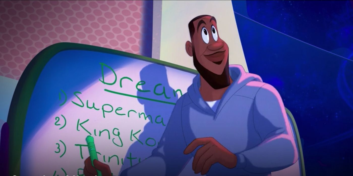 LeBron James makes a list of characters to recruit for his team in Space Jam 2
