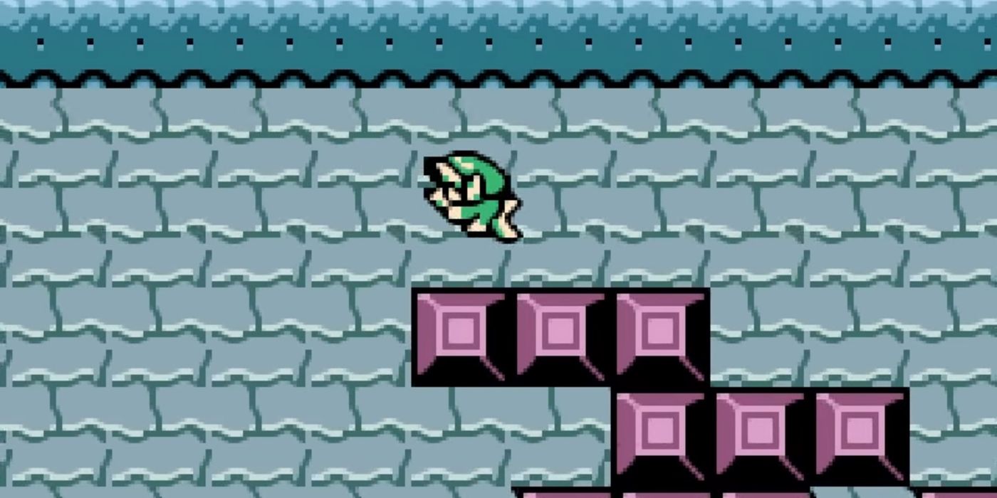 Link swimming as a merman in the Mermaid Cave in The Legend Of Zelda: Oracle Of Ages