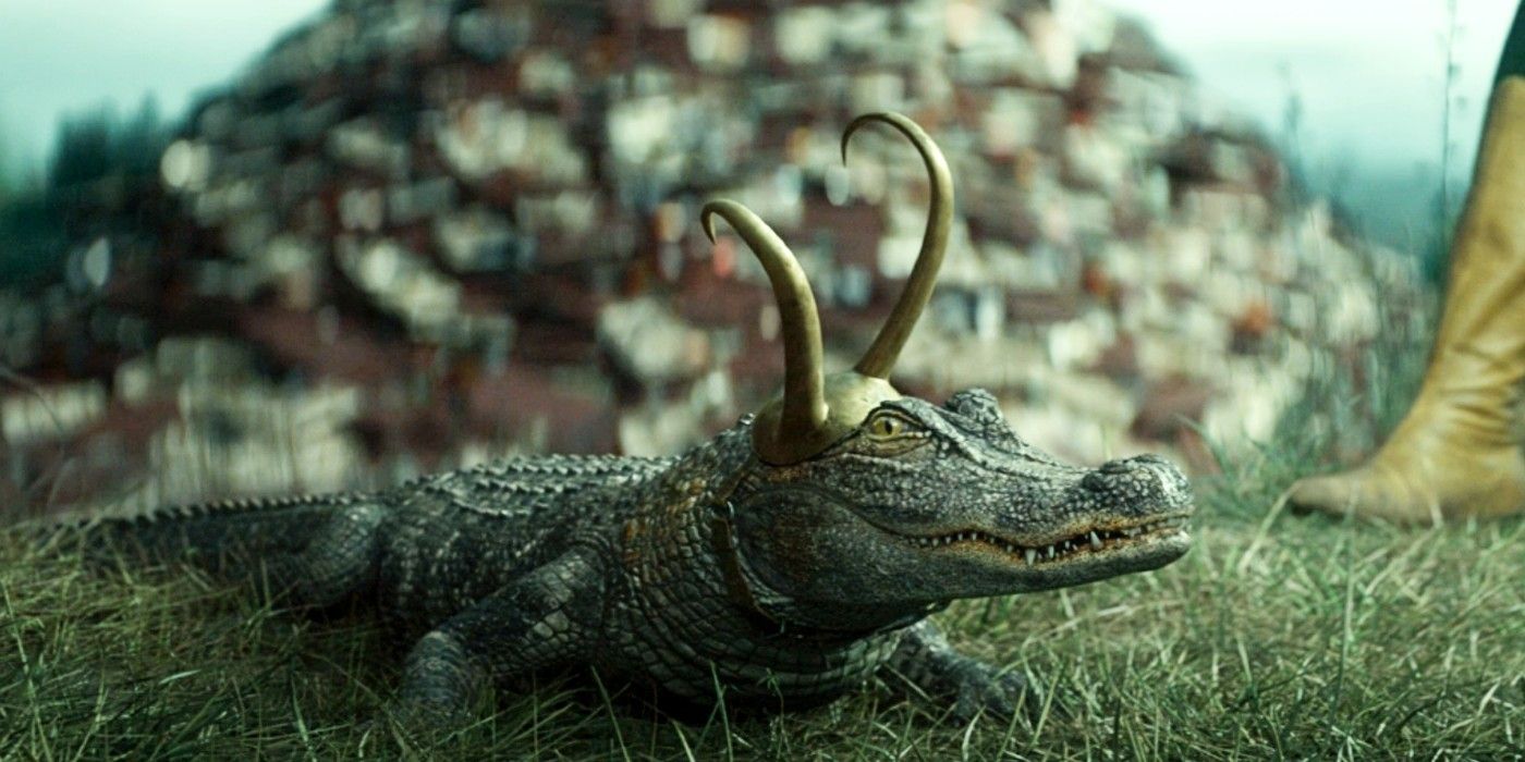 Alligator Loki on the grass in Loki Episode 5